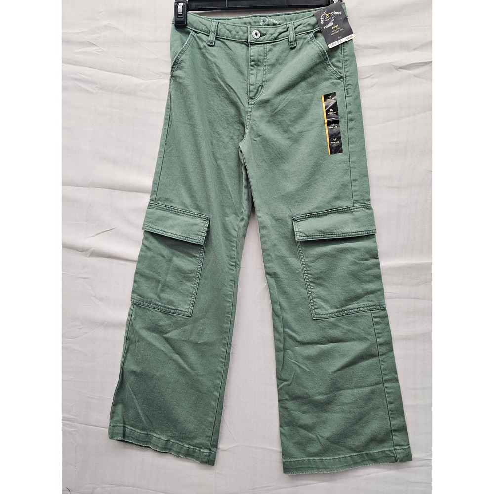 Art Class Girls Green Mid Rise Straight Leg Cargo Pants Size 14 NWT